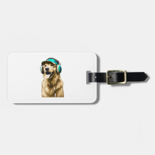 Happy Hip-Hop Golden Retriever Luggage Tag