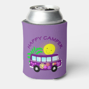 Happy Hippie Camper Van Fun Colourful Graphic Can Cooler