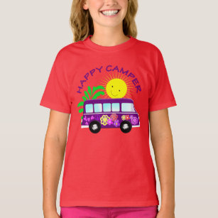 Happy Hippie Camper Van Fun Colourful Graphic T-Shirt