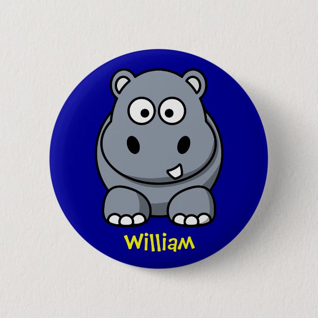 Happy hippo 6 cm round badge (Front)