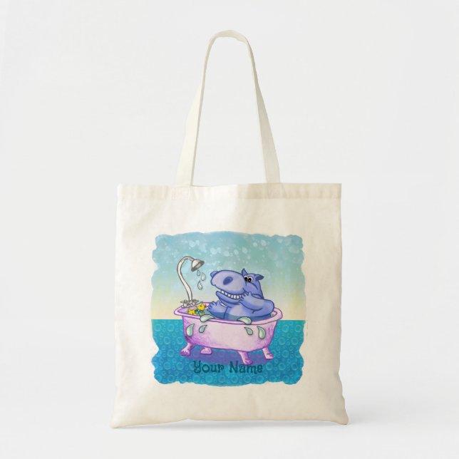 Happy Hippo Bath Tote Bag (Front)