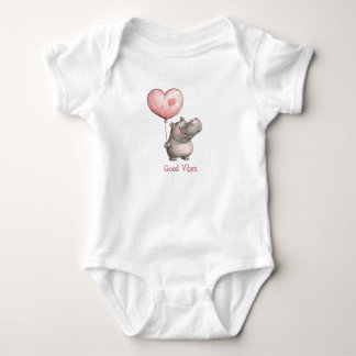 Happy Hippo Good Vibes Heart Balloon Baby Bodysuit