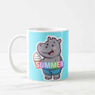 Happy Hippo Summer Mug – Colourful Ice C Mug, 11 o