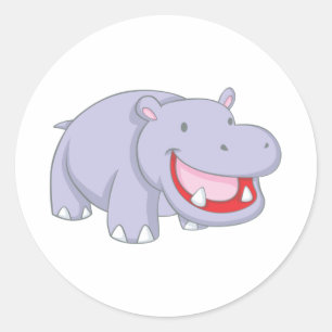 Happy Hippopotamus Classic Round Sticker