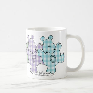 Happy Hippos pastel gingham Coffee Mug