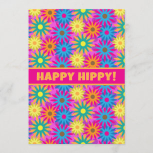 Happy Hippy Birthday 1960s Retro 60th BDay Party Invitation