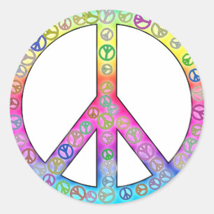 Happy Hippy Colour Peace Sign Sticker
