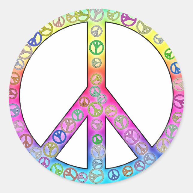 Happy Hippy Colour Peace Sign Sticker (Front)