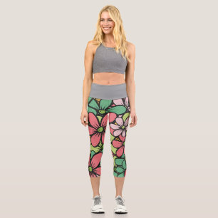 Happy Hippy Flowers Capri Leggings