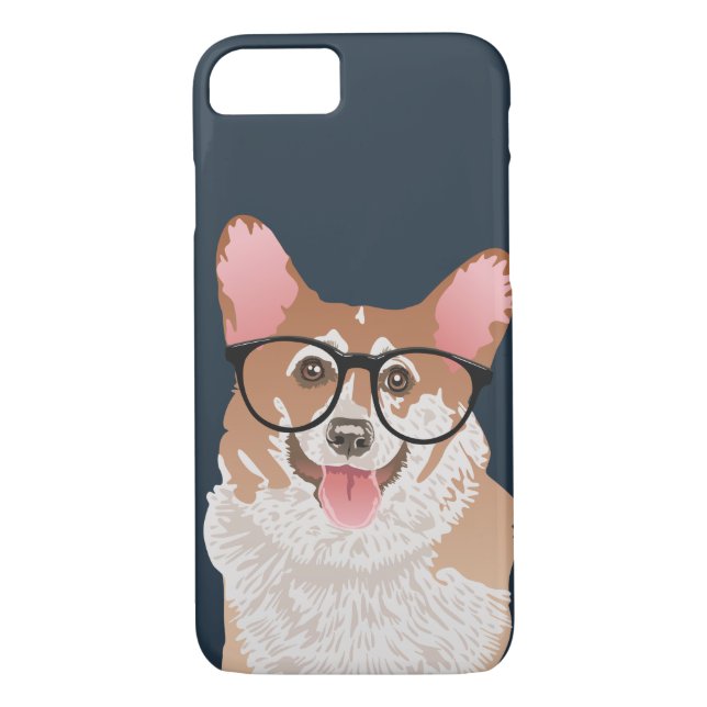 Happy Hipster Pembroke Welsh Corgi Case-Mate iPhone Case (Back)