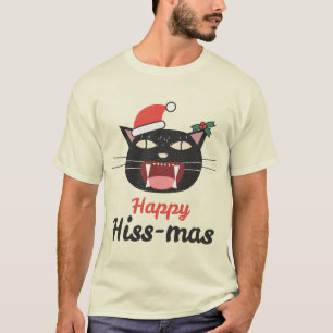 Happy Hiss-mas Grumpy Christmas Cat T-Shirt