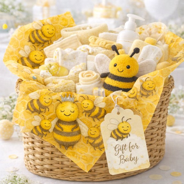 Happy Hive Queen Bee Craft  Tissue Paper (Line baby's gift basket with sweet bee tissue paper. )