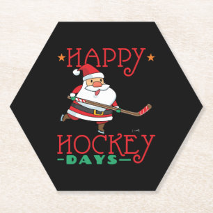 Happy Hockey Days - Hockey Christmas Paper Coaster