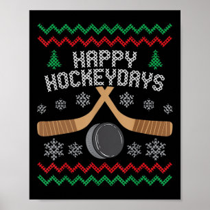 Happy Hockeyday Ice Hockey Boys Men Christmas Ugly Poster