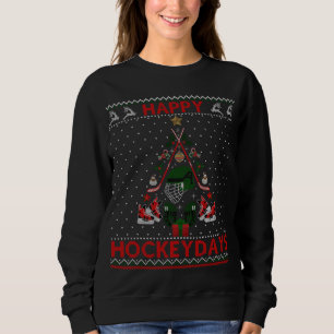 Happy Hockeydays Ice Hockey Christmas Tree Ugly Xm Sweatshirt