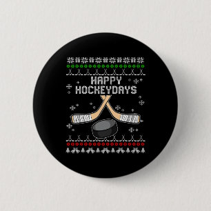 Happy Hockeydays Ugly Christmas Pajama Cool Hockey 6 Cm Round Badge