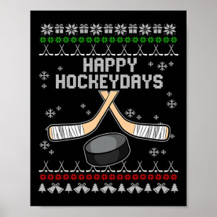 Happy Hockeydays Ugly Christmas Pajama Cool Hockey Poster