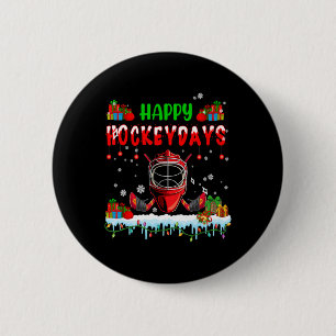 Happy Hockeydays Xmas Hockey Helmet Costume Player 6 Cm Round Badge