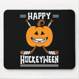 Happy Hockeyween Halloween Ice Hockey Player and H Mouse Pad