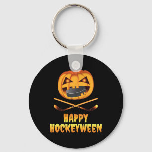 Happy Hockeyween Hockey Pumpkin Eating Puck Fun Ha Key Ring