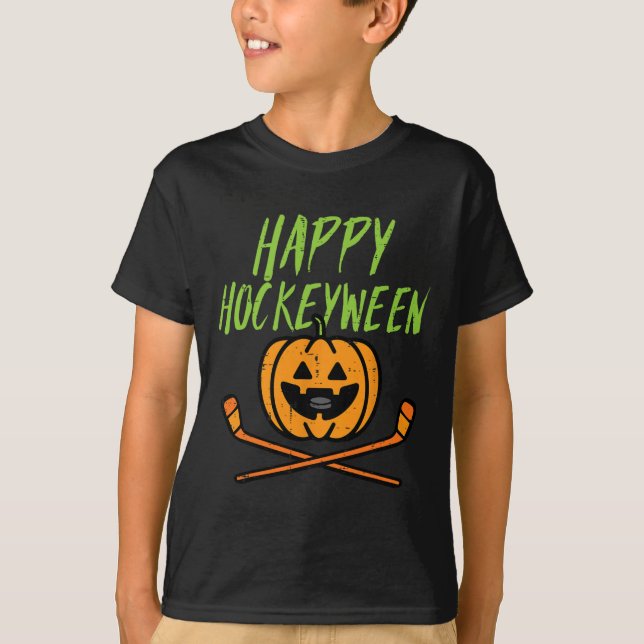 Happy Hockeyween Ice Hockey Halloween Costume Men  T-Shirt (Front)