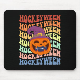 Happy Hockeyween ice hockey halloween Pumpkin Eati Mouse Pad