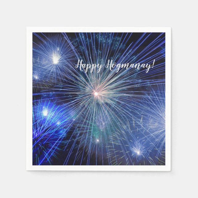 Happy Hogmanay Party Scottish New Year Fireworks Napkin (Front)
