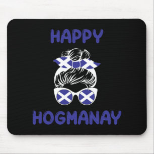 Happy Hogmanay Scotland New Years Eve Messy Bun Wo Mouse Pad