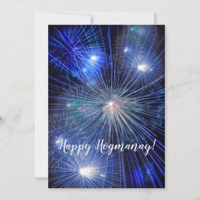 Happy Hogmanay Scottish New Year Fireworks Holiday Card (Front)