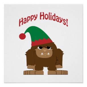 Happy Hokidays! Christmas Bigfoot Poster