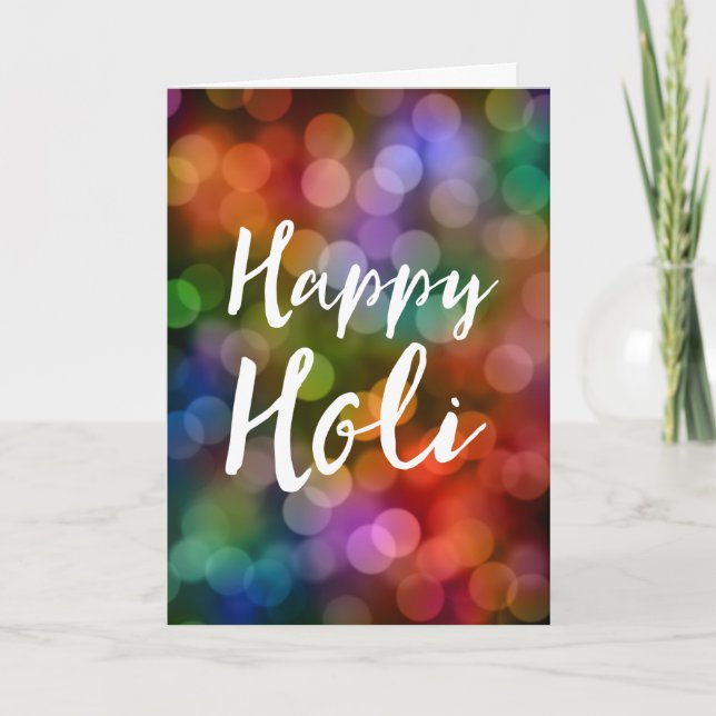 Happy Holi Bokeh Holiday Card (Front)