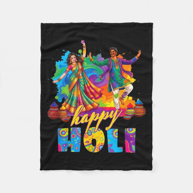 Happy holi colourful festival dance celebrationHap Fleece Blanket (Front)