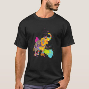 Happy Holi Colours India Hindu Spring Elephant Ho T-Shirt