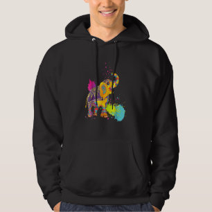 Happy Holi Colours India Hindu Spring Elephant Hol Hoodie