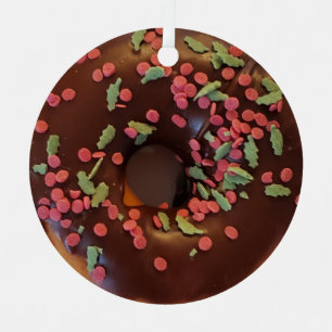 Happy Holi-Glaze Chocolate Sprinkles Doughnut   Metal Tree Decoration