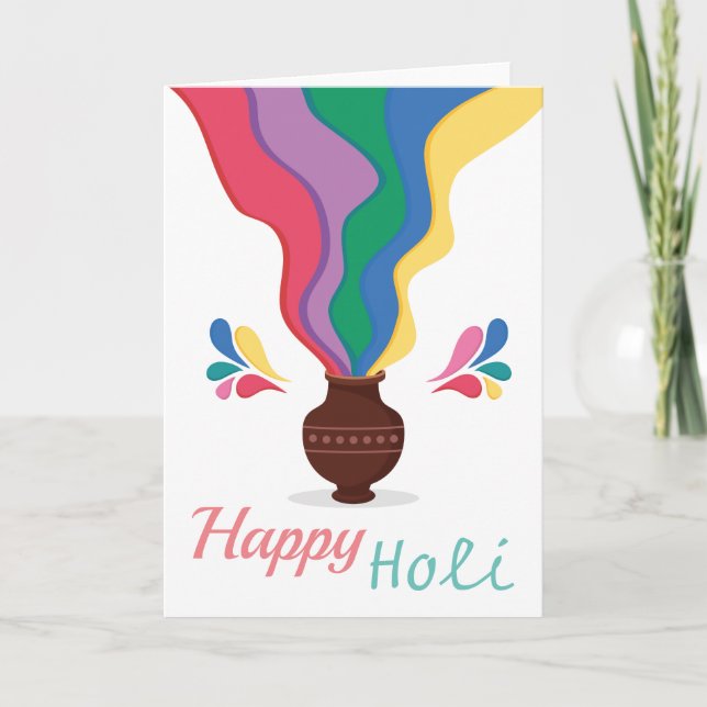 Happy Holi in White Background Card (Front)