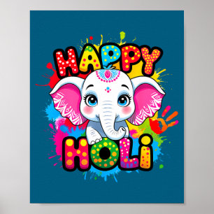 Happy holi kids boys toddler girl india hindu colo poster