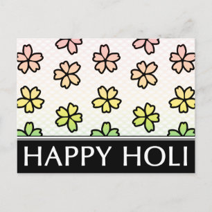 happy holi spring festival postcard