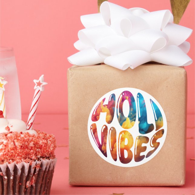 Happy Holi Vibes Hands Hindu Holi Festival Gifts Classic Round Sticker (Party)