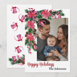 Happy holiday 1 photo watercolor botanical card