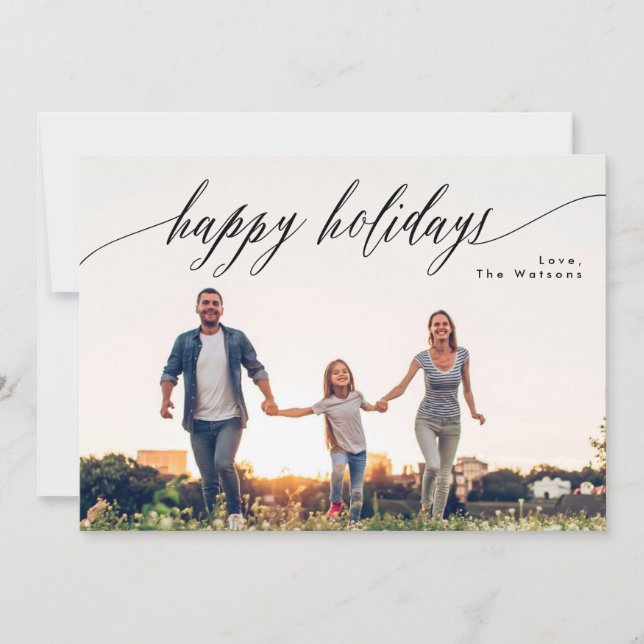 Happy Holiday Beautiful White Christmas Photo Card (Front)