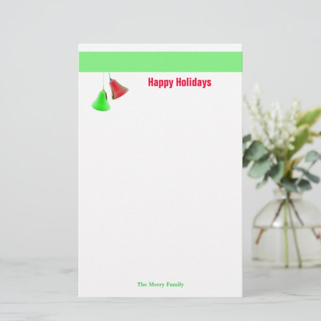 Happy Holiday Bells Stationery (Standing Front)