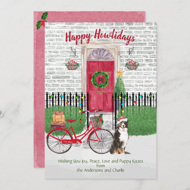 Happy Holiday Bernese Mountain Dog Bicycle  Door  (Front/Back)