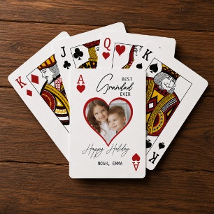 Happy Holiday Best Grandad Ever Photo Ace Hearts Playing Cards