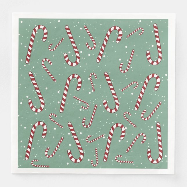 Happy holiday candy cane green cute family Xmas Napkin (Front)