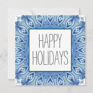 Happy holiday cards blue