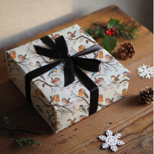 Happy holiday, Christmas candles and birds  Wrapping Paper Sheet