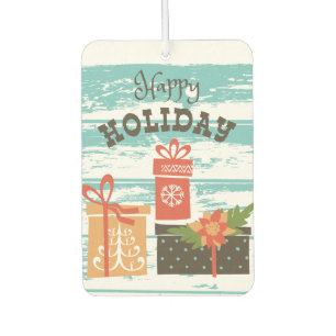 Happy Holiday Christmas Holiday Presents Car Air Freshener