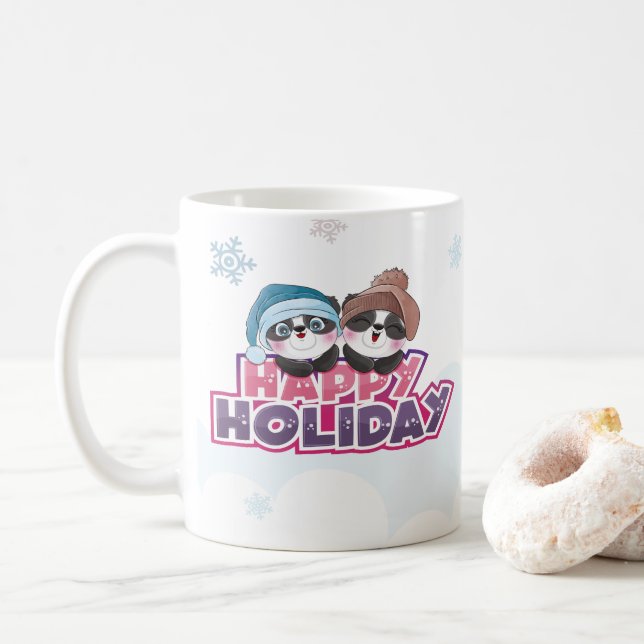 Happy Holiday Cute Panda Mug (With Donut)