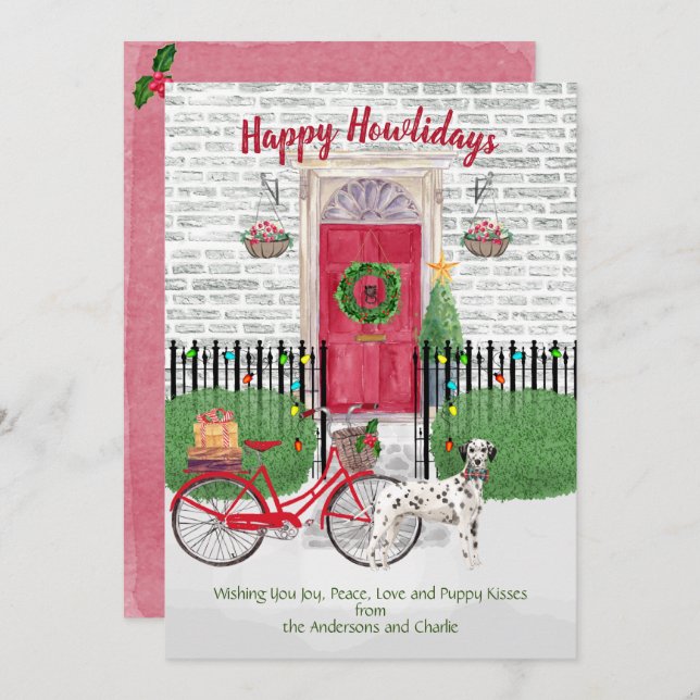 Happy Holiday Dalmatian Bicycle Red Door (Front/Back)
